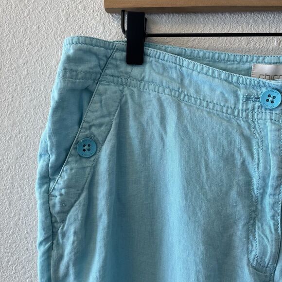 Chicos Women's Pants Size 1.5 Linen Sky Blue Relaxed Lagenlook Wide Leg Beachy - Picture 5 of 16
